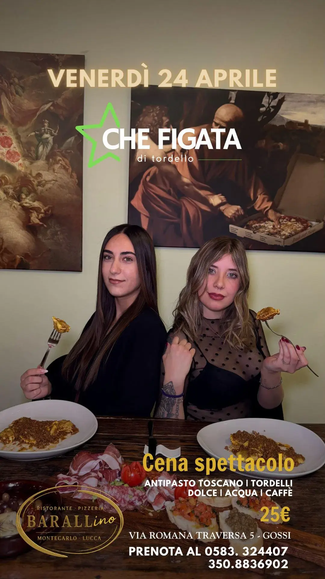 Locandina cena spettacolo Che Figata di Tordello al Barallino